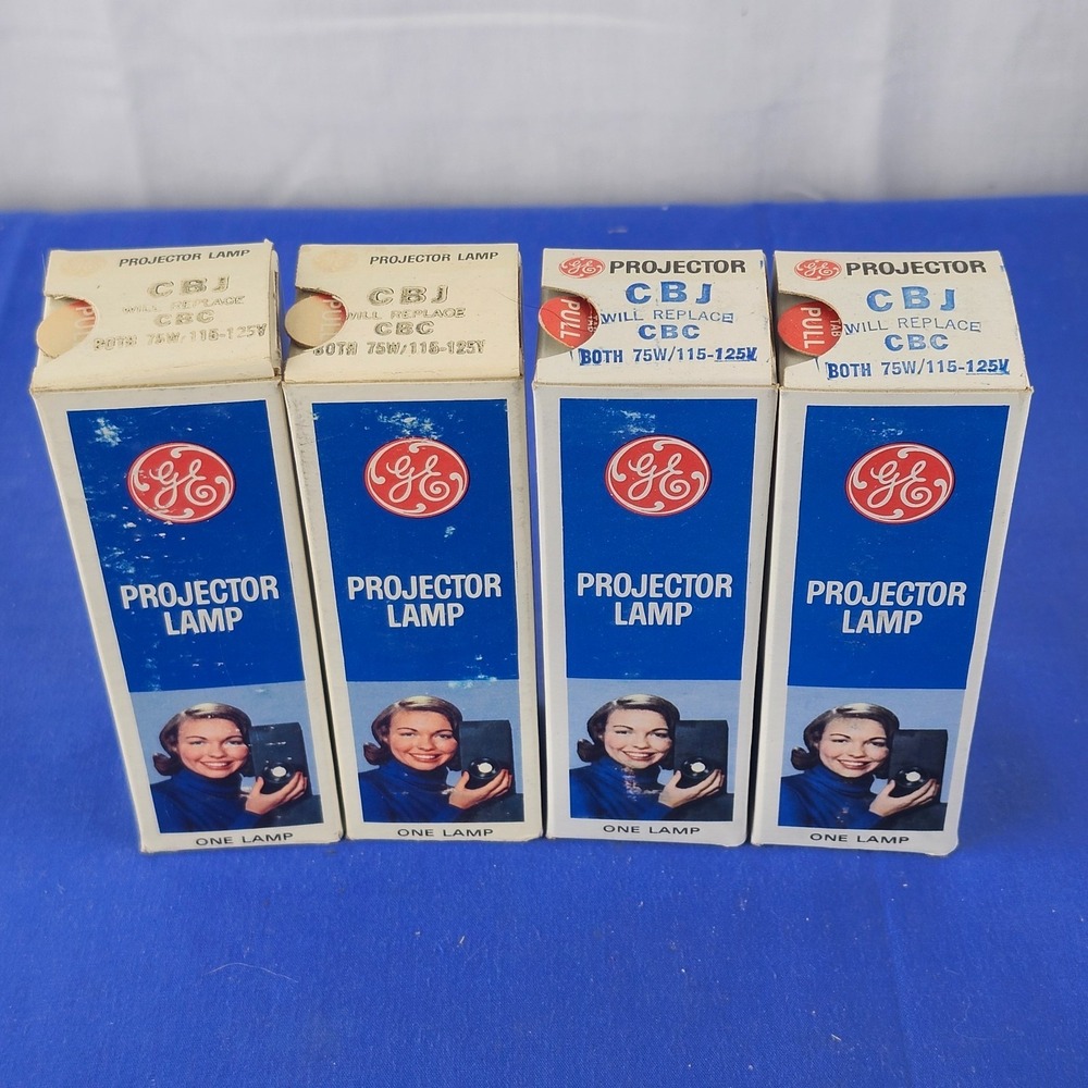 4x NEW GE CBJ CBC 75W 120V T8 .63A Photo Projection LIGHT BULB LAMP‎ Projector